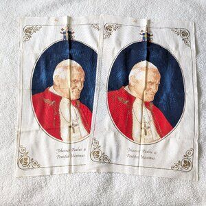POPE JOHN PAUL ll Linen Tea Towels x2 made in Ireland, Canadian Visit 1984